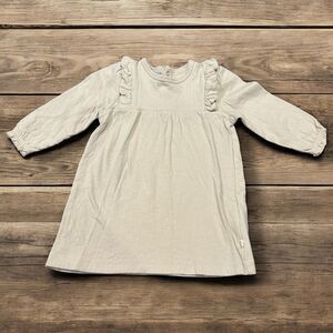 Petite Maison x Nono 18M Organic Cotton Long Sleeve Ruffle Dress Beige GOTS